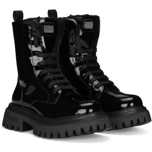 Dolce & Gabbana Kids anfibi con placca logo - nero