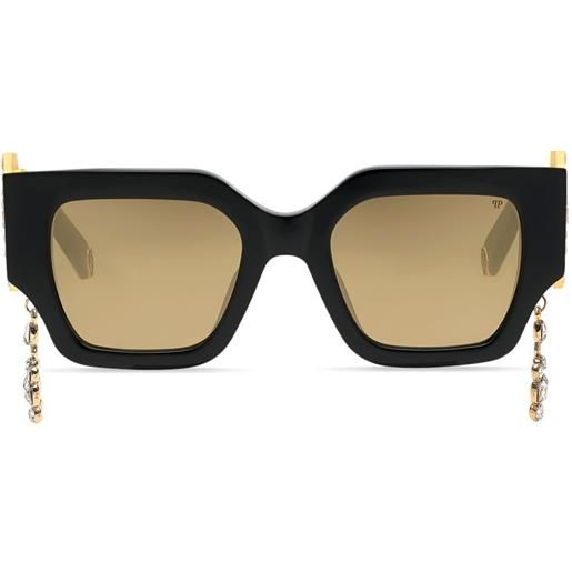 Philipp Plein Eyewear occhiali da sole squadrati con placca logo - nero