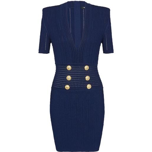 Balmain abito con scollo a v - blu