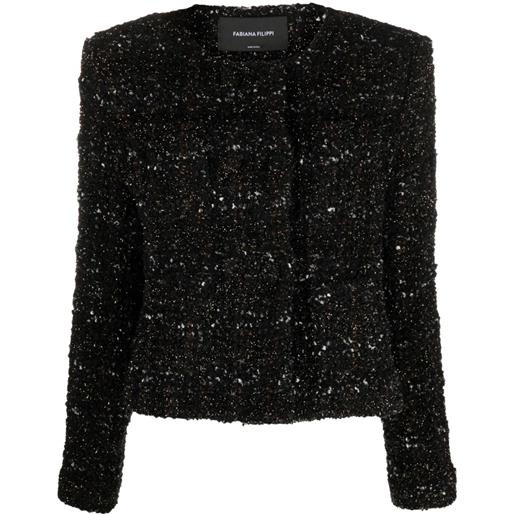 Fabiana Filippi giacca senza colletto in tweed - nero