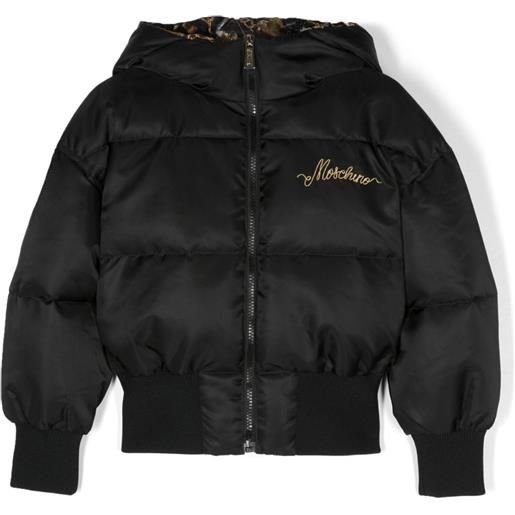Moschino Kids piumino con ricamo - nero