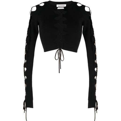 Monse maglione corto con lacci - nero