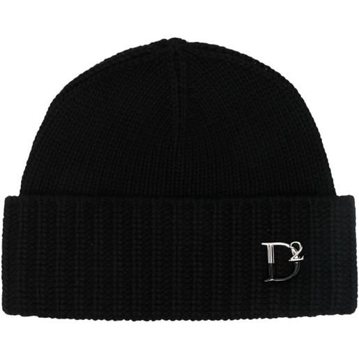 DSQUARED2 berretto con monogramma - nero