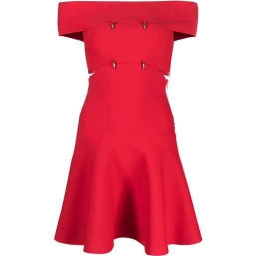 Alexander McQueen abito corto svasato con spalle scoperte - rosso