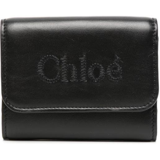 Chloé portafoglio tri-fold sense in pelle - nero