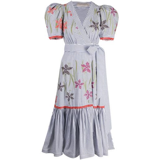 Silvia Tcherassi abito midi con ricamo a fiori - bianco