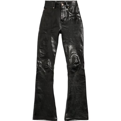 Balenciaga pantaloni svasati in pelle - nero
