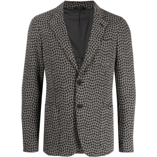 Giorgio Armani blazer monopetto in pied-de-poule - grigio