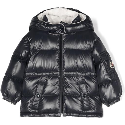 Moncler Enfant cappotto imbottito con applicazione - blu