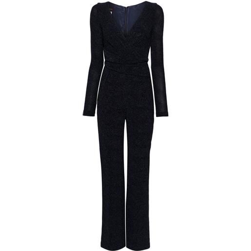 Talbot Runhof tuta intera a gamba ampia - blu