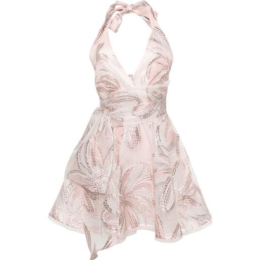 Talbot Runhof abito corto con applicazione a fiori - rosa