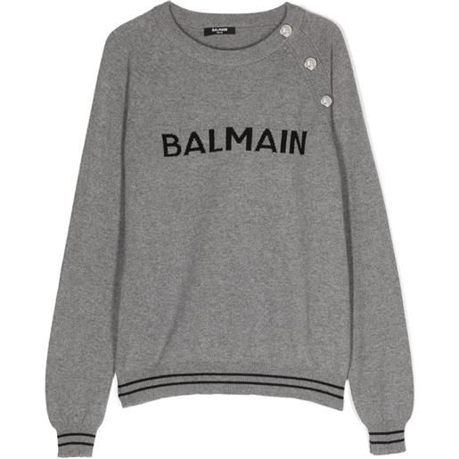 Balmain Kids maglione con logo - grigio