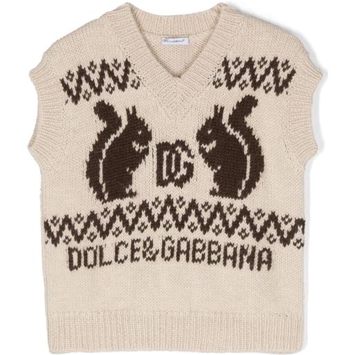 Dolce & Gabbana Kids canotta con logo a intarsi - toni neutri