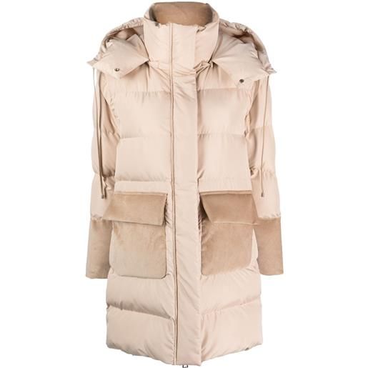 Lorena Antoniazzi piumino con cappuccio - toni neutri