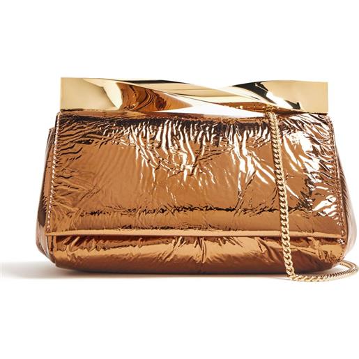 Aquazzura clutch twist in pelle - oro