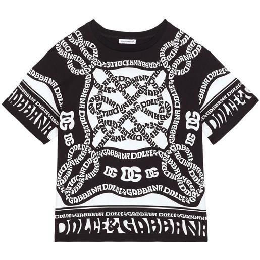 Dolce & Gabbana Kids t-shirt con stampa marina - nero