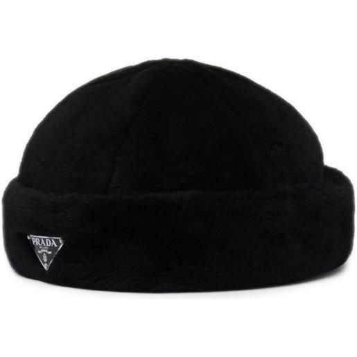 Prada berretto con applicazione - nero