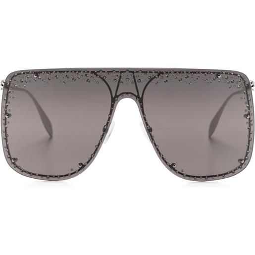 Alexander McQueen Eyewear occhiali da sole con strass - argento