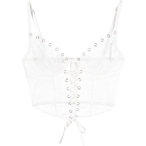 Fleur Du Mal bustino con laccetti e occhielli - bianco