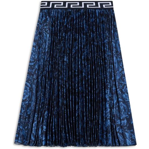Versace Kids gonna plissettata barocco con stampa - blu