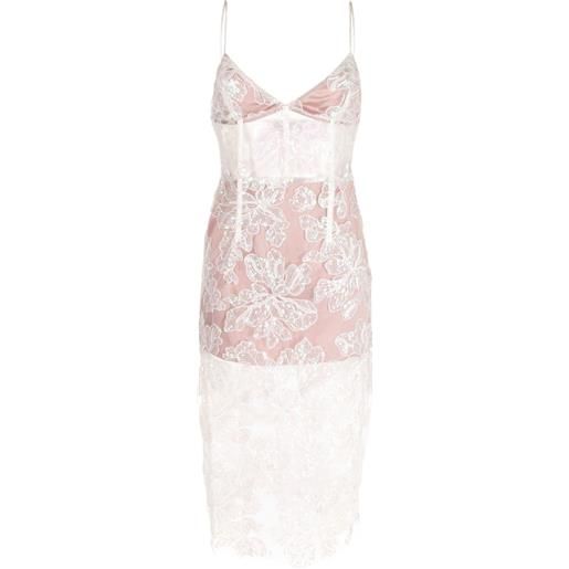 Fleur Du Mal abito midi con paillettes e ricamo a fiori - bianco