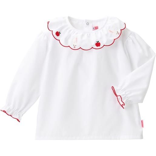 Miki House blusa con ricamo - bianco
