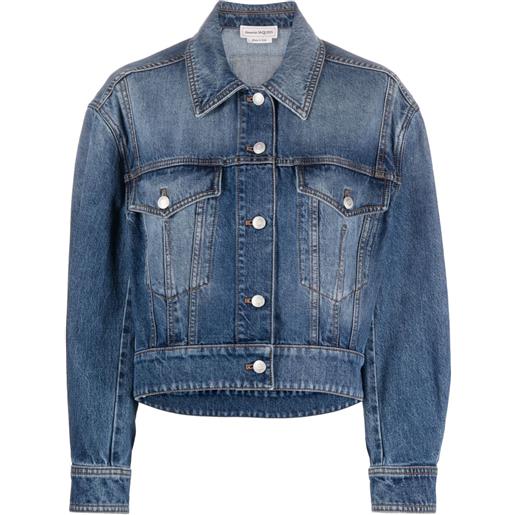 Alexander McQueen giacca denim crop - blu
