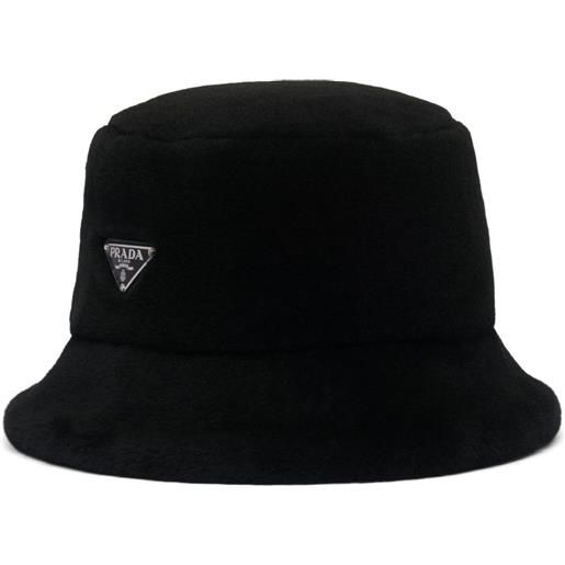 Prada cappello bucket con placca logo - nero