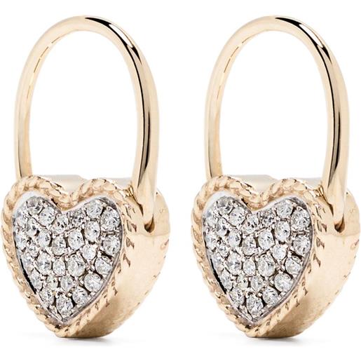 Orecchini A Bottone Carissima – Oro Giallo 9ct Con Cuore Di Diamante E Ametista – Gioielli Donna