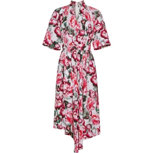 Adam Lippes abito midi a fiori asimmetrico - bianco