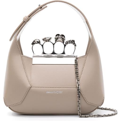 Alexander McQueen borsa passepartout the jewelled mini in pelle - toni neutri