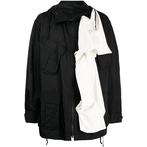 Yohji Yamamoto giacca asimmetrica con cappuccio - nero