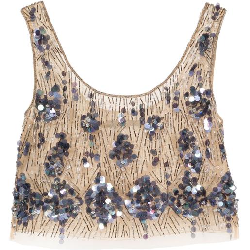 Alberta Ferretti top crop con decorazione - toni neutri