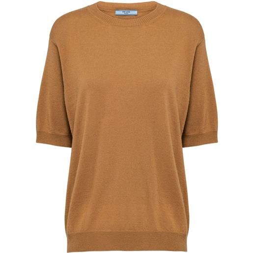 Prada top con logo - marrone