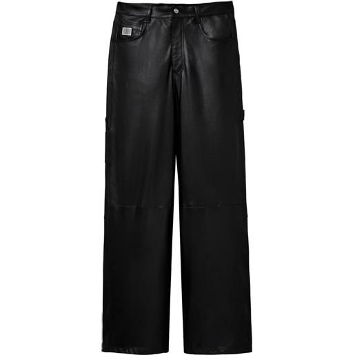 Marc Jacobs pantaloni a gamba ampia in pelle - nero