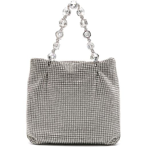 Aquazzura borsa tote crystal galactic con strass - argento