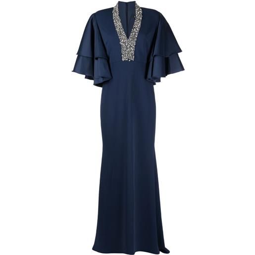 Badgley Mischka abito da sera con perline - blu