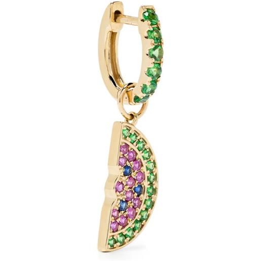 Roxanne First orecchino a cerchio in oro giallo 14kt con smeraldo e rubino