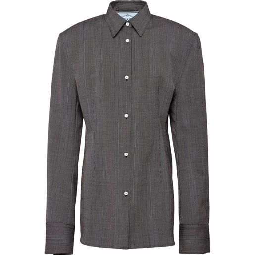 Prada giacca monopetto gessata - grigio