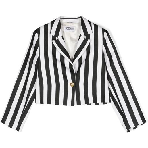 Moschino Kids blazer crop a righe - nero