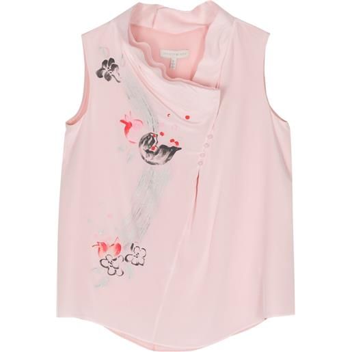 SHIATZY CHEN top smanicato a fiori - rosa