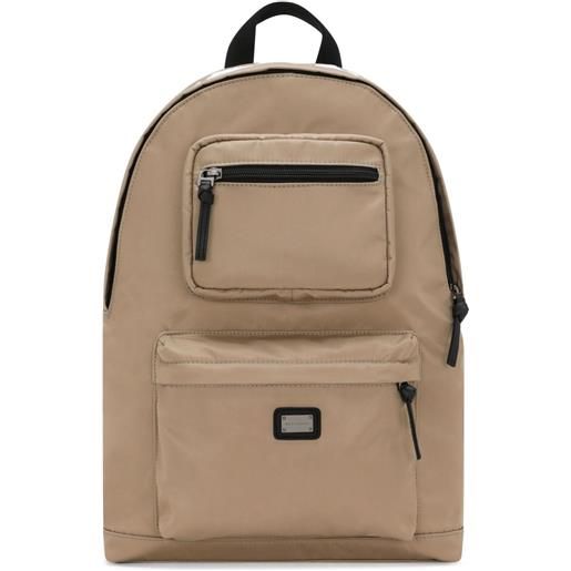 Dolce & Gabbana Kids zaino con placca logo - toni neutri