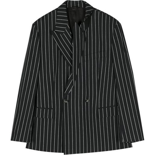 marina yee blazer doppiopetto a righe - nero