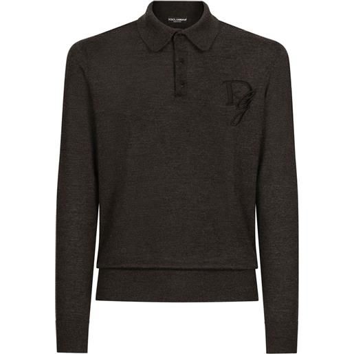 Dolce & Gabbana polo con ricamo - grigio
