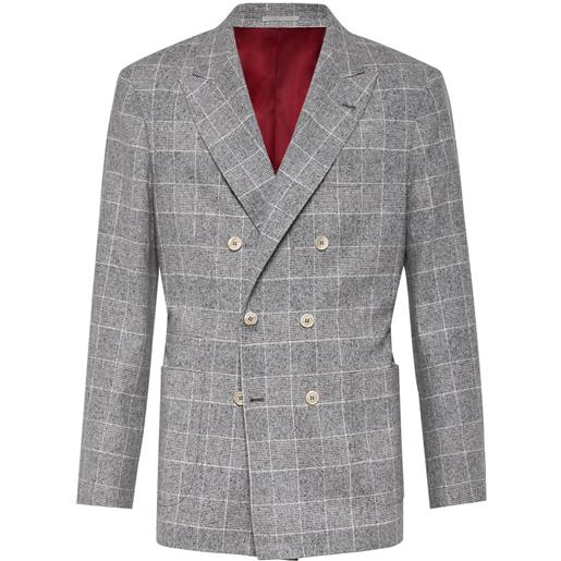 Brunello Cucinelli blazer monopetto a quadri - bianco