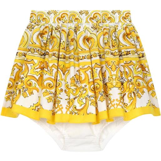 Dolce & Gabbana Kids gonna con stampa maioliche - giallo