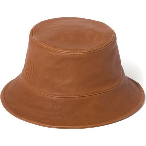 Miu Miu cappello bucket in pelle - marrone