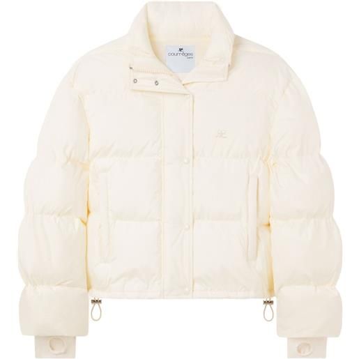 Courrèges piumino crop con ricamo - bianco