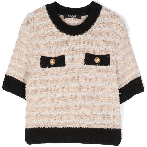 Balmain Kids top con bottoni decorativi - toni neutri