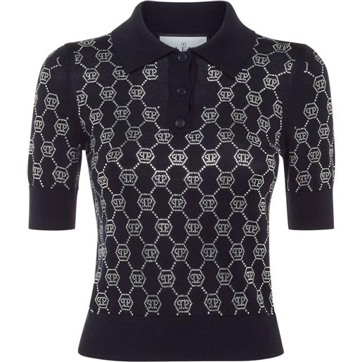 Philipp Plein polo con strass - blu
